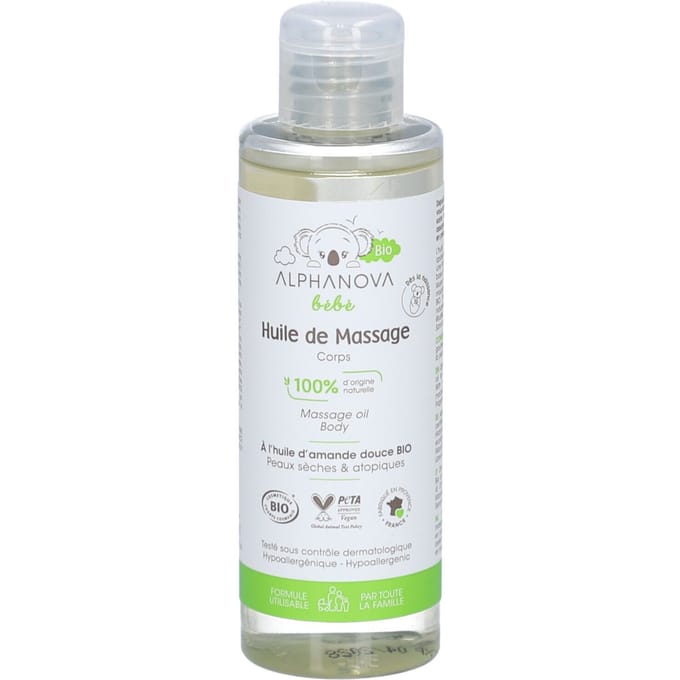Alphanova Bébé Hydraterende en Verzachtende Massageolie 100 Etherische olie