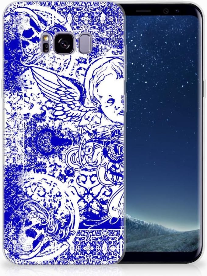 Back Cover voor Silicone Back Case Samsung Galaxy S8 Plus Angel Skull Blauw