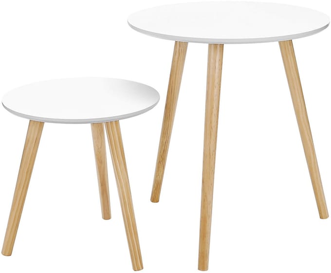 Hoppa! Eindtafel - Wit, Natuurlijk - MDF - 45 x 45 x 50 cm (B x D x H)