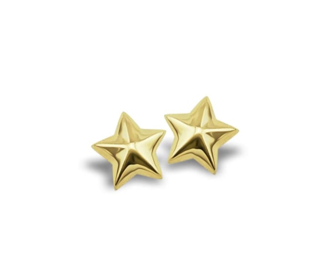 Jwls4u Oorbellen Earstuds  Star 3D Goldplated JE005G