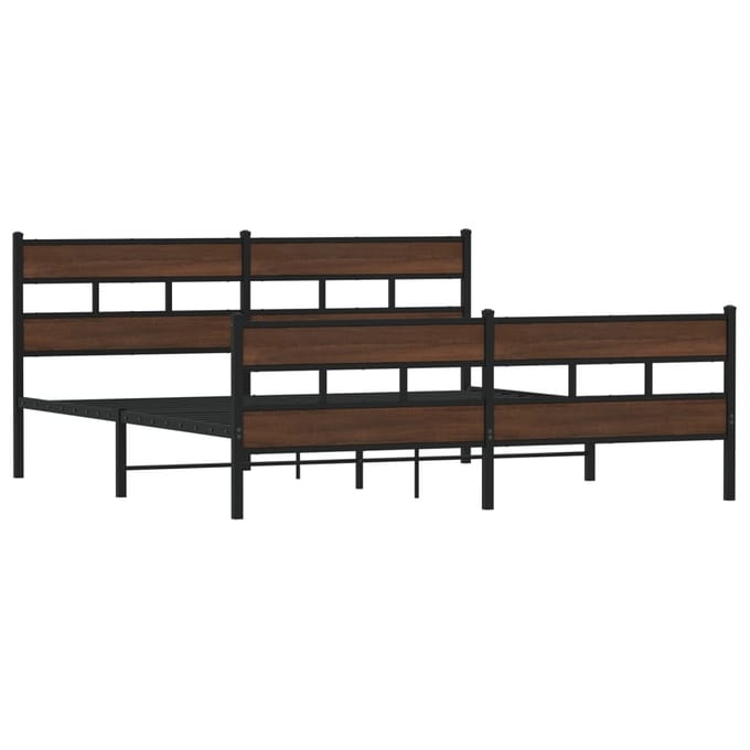 vidaXL - Bedframe - zonder - matras - metaal - bruin - eikenkleur - 193x203 - cm