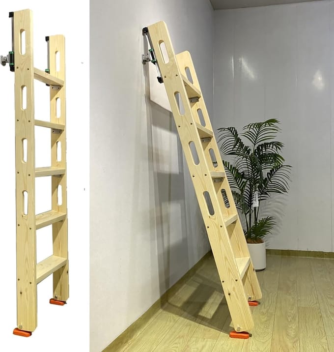 Zoldertrap - Vlizotrap ladder - Veilig toegang - Massief hout constructie - Verstelbare lengtes - Natuurlijk