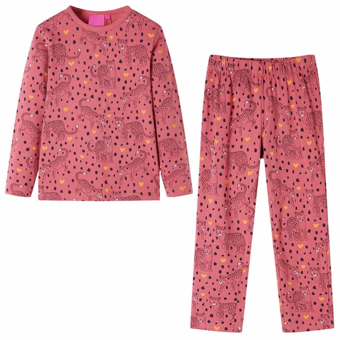 vidaXL - Kinderpyjama - met - lange - mouwen - 92 - oudroze