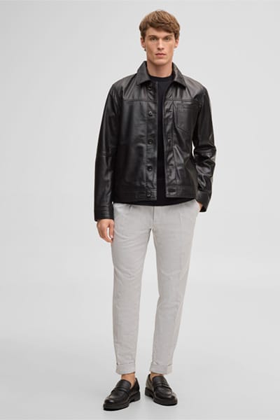 Broek met bandplooien Louis met linnenaandeel, lichtgrijs