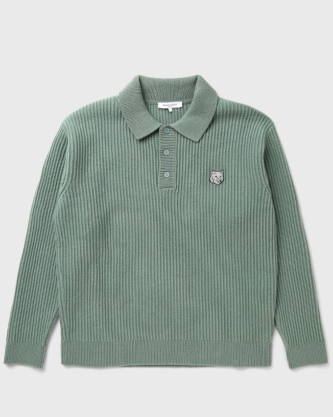 FOX HEAD WOOL RIBBED POLO JUMPER