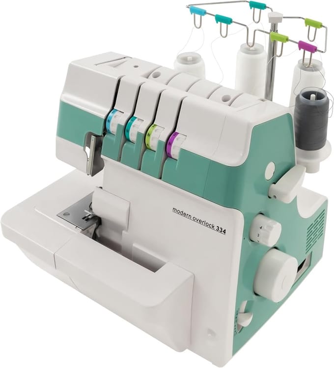 Overlockmachine - Serger machine - Kleding naaien - Differentiële transportfunctie - 1200 steken/m - Groen wit