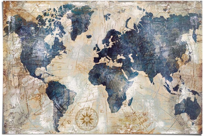 Poster Wereldkaart - 61 x 91,5 - Papier - REINDERS