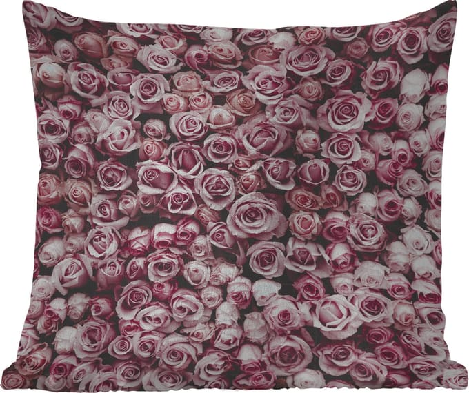 Buitenkussen - Bloemen - Rozen - Natuur - Roze - Botanisch - 45x45 cm - Weerbestendig