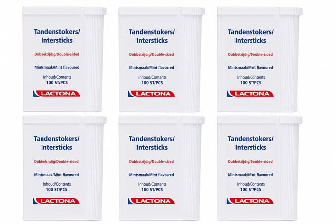 6x Lactona Intersticks Tandenstokers 100 stuks - Voordeelverpakking