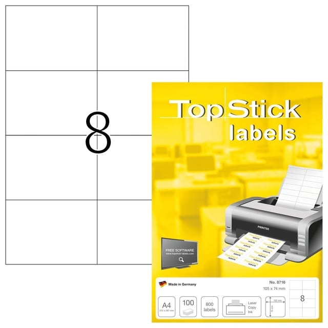 Etiket TopStick 8716 105x74mm wit 800 stuks