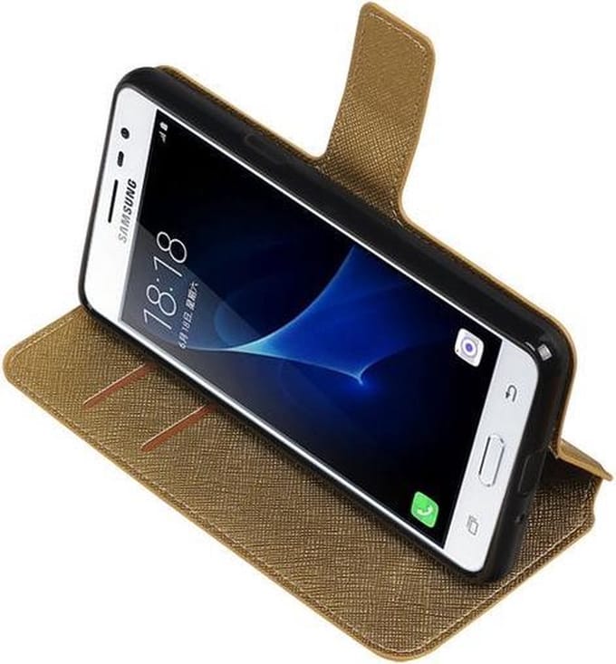 Goud Samsung Galaxy J3 Pro TPU wallet case booktype hoesje HM Book