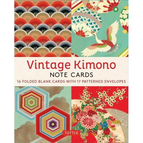 Vintage Kimono, 16 Note Cards: 8 Illustrations From 1900's Vintage Japanese Kimono Fabrics (Blank - Tuttle Studio