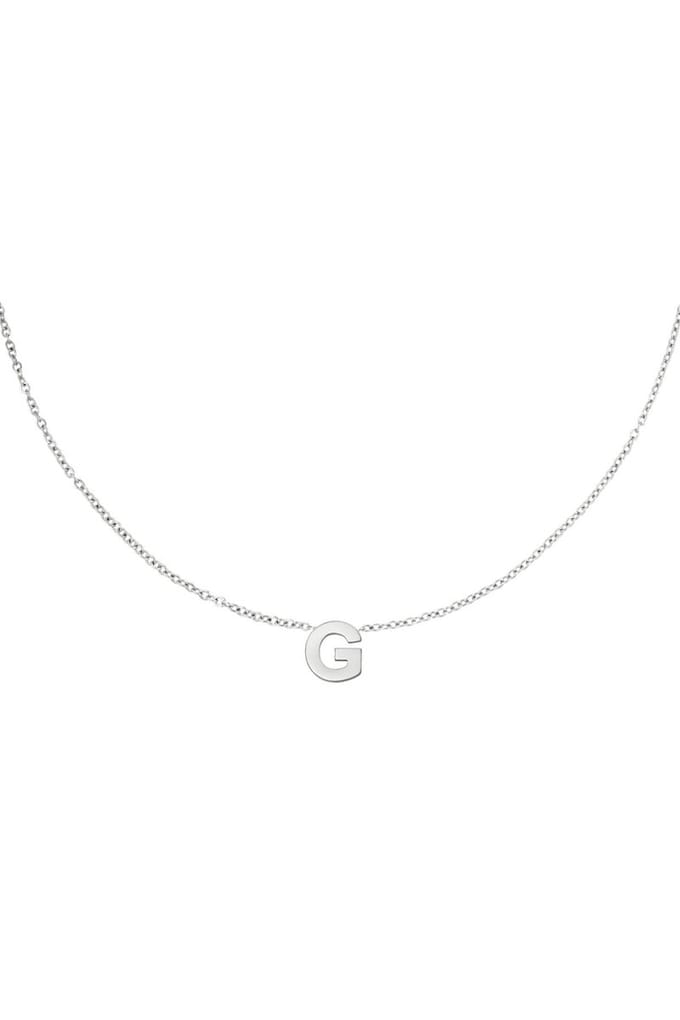 Edelstalen ketting initiaal G Zilver Stainless Steel