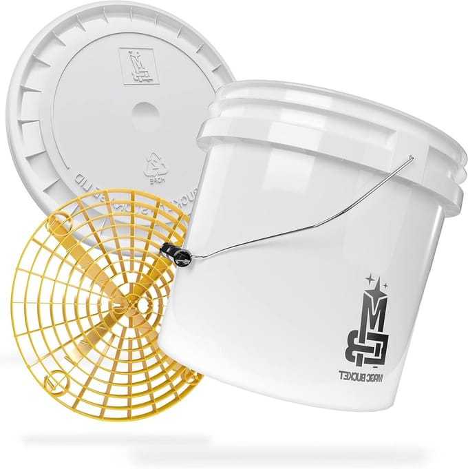 Wasemmer Set - Autowasemmer Vuilzeef - Auto Reinigen - Met Grit Guard - 13 Liter - Wit Geel