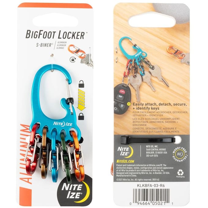 Nite Ize BigFoot Locker Sleutelhanger Aluminium - Assortiment S-biner in diverse kleuren