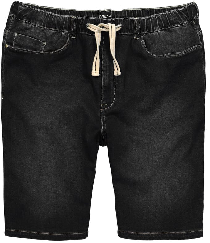 Men Plus - Heren - Superstretch jeansbermuda - Zwart - Maat L