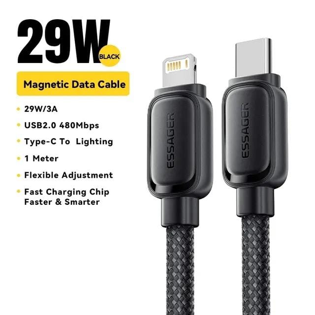 Essager PD 29W Type-C naar Lightning-kabel 3A Snel opladen magnetische kabel voor iPhone 14 13 12 11 Pro Max XS Plus iPad Macbook