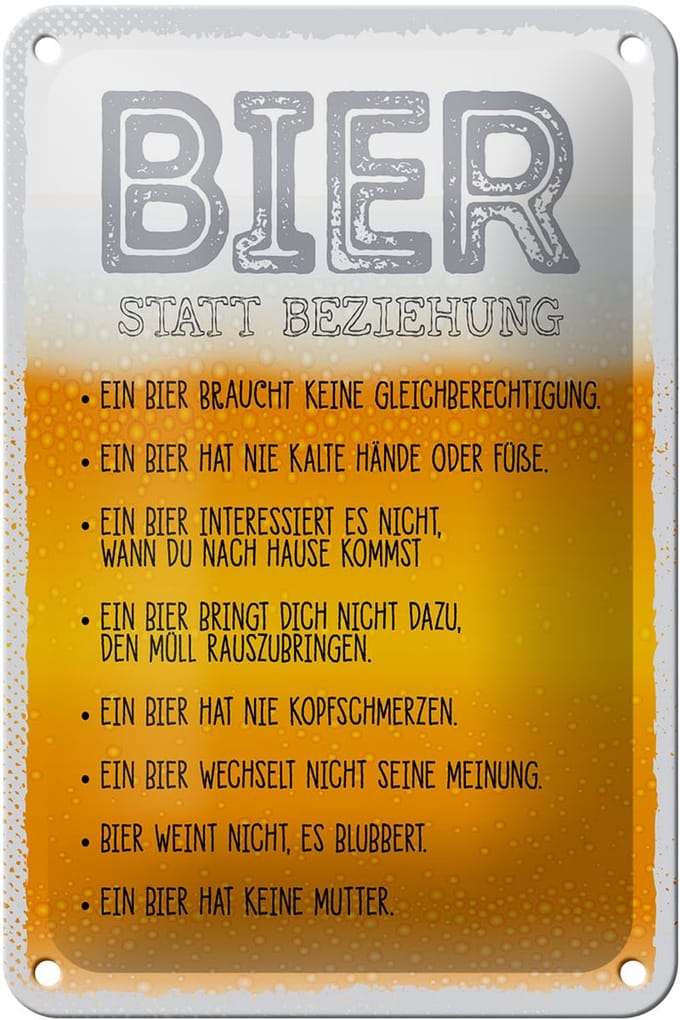 Blechschild Spruch 12x18 cm Bier statt Beziehung Deko Schild