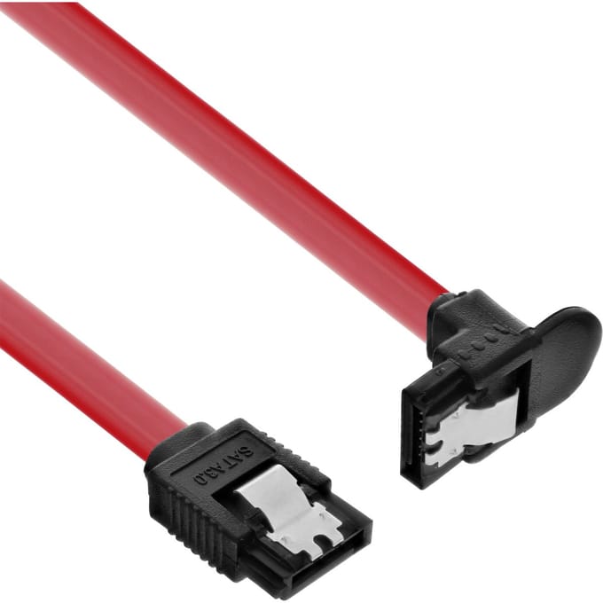 InLine® SATA 6Gb/s kabel, met kabelschoen, haaks, 0,3m