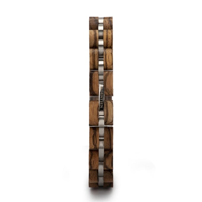Hoentjen, houten armband - zebrano RVS, 12mm