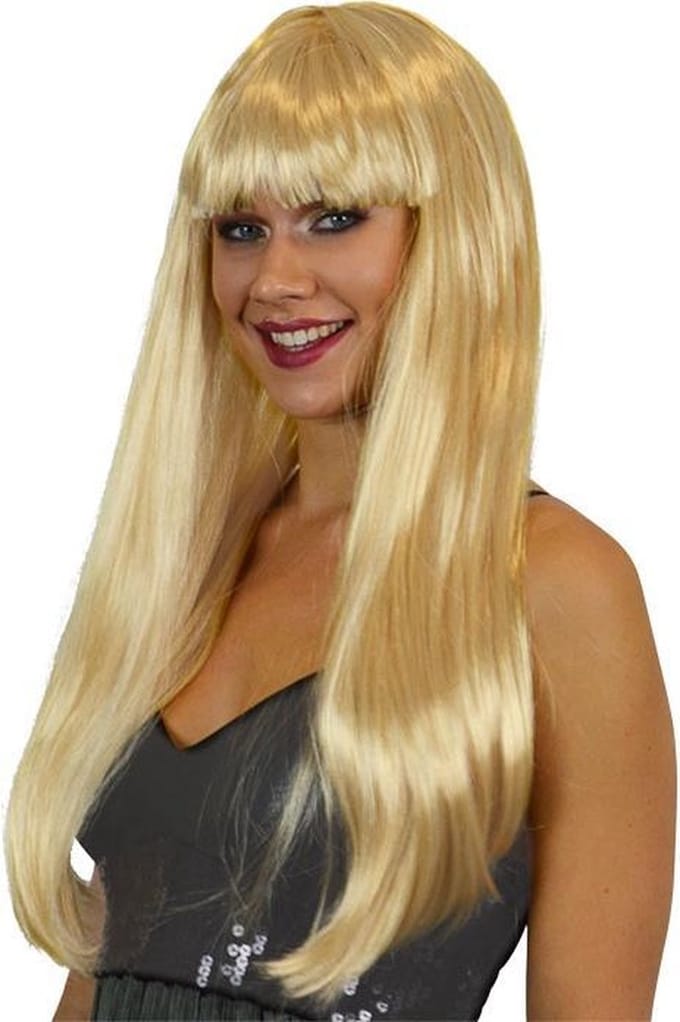 Lange pony pruik - blond