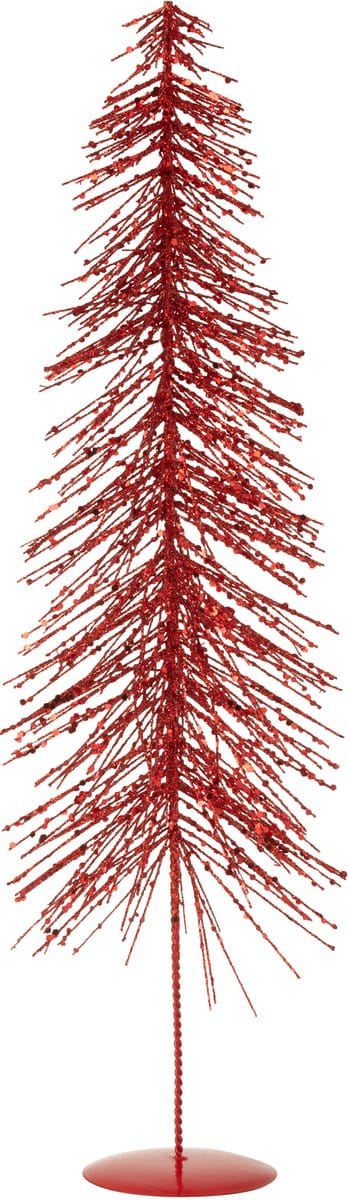 J-Line decoratie Kerstboom Glitters - kunststof - rood - large
