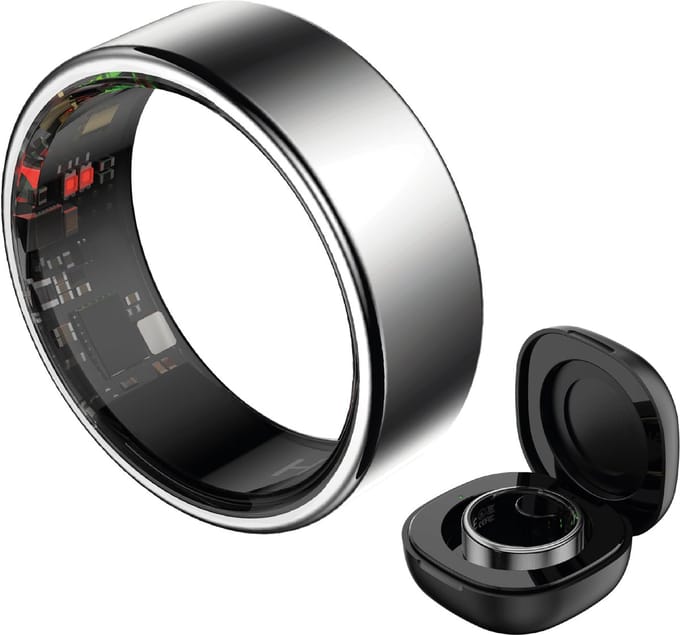 HAALE II Smart Ring met Oplaadcase - Brushed Silver - Size 12