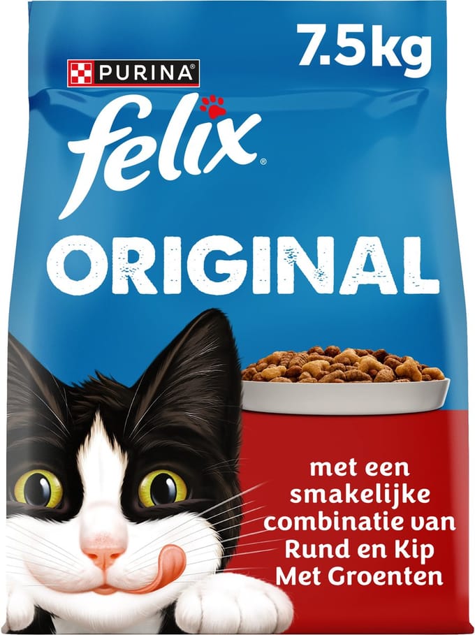 Felix Original - Kattenvoer droogvoer - Rund, Kip & Kalkoen - 7,5kg