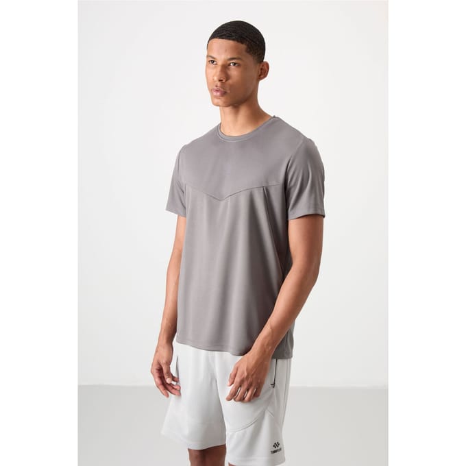 Heren Solid Polyester Rondhals T-Shirt