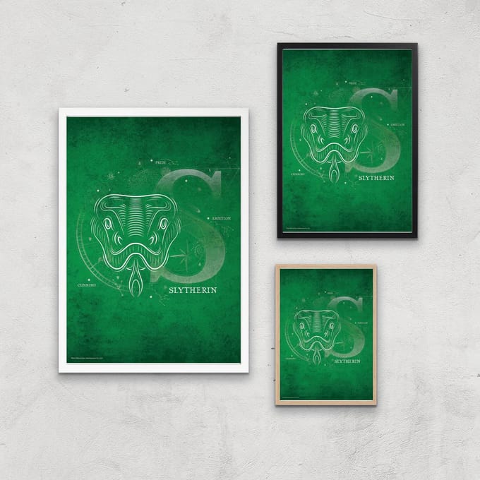 Harry Potter Slytherin Giclee Art Print - A2 - White Frame