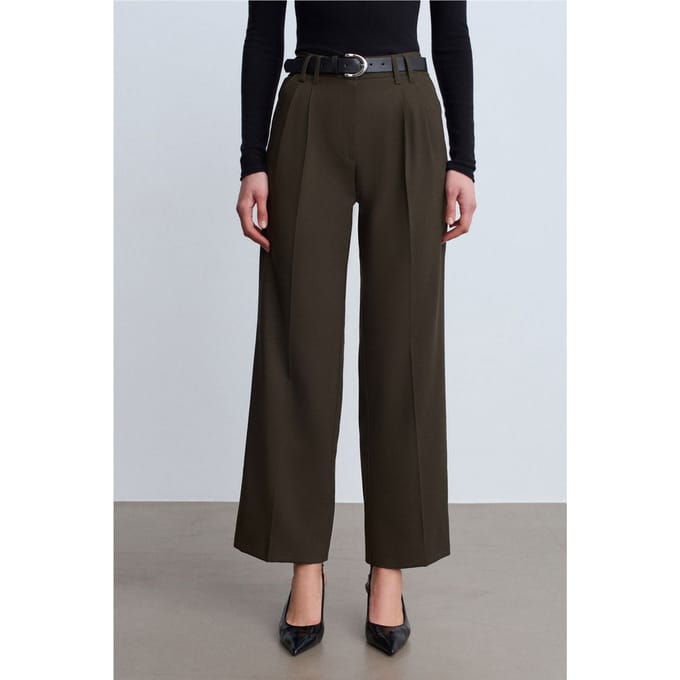 Vrouwen Brede Pijpen Geplisseerde Crêpe Broek