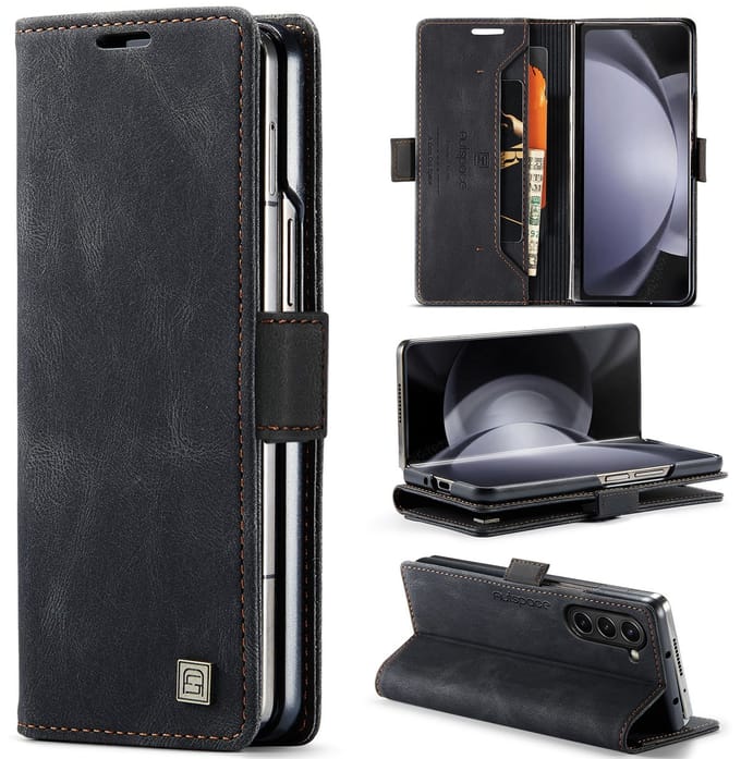 Luxe Flip Case met RFID Bescherming Kaarthouder en Magneetsluiting voor Samsung Galaxy Z Fold 6 _ Zwart