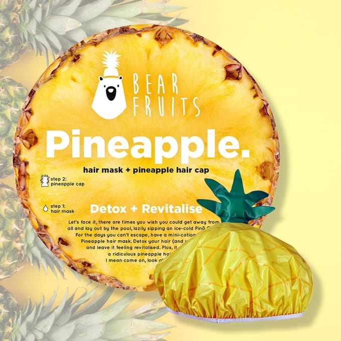 Bear Fruits Haarmasker Ananas Haarmasker Inclusief Cap - 20 ml