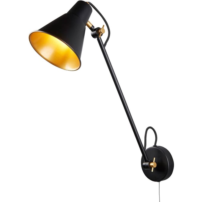 Searchlight Wandlamp 6302 van metaal, zwart-goud