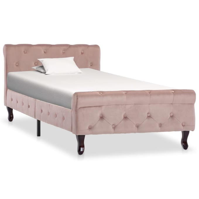 vidaXL - Bedframe - fluweel - roze - 90x200 - cm
