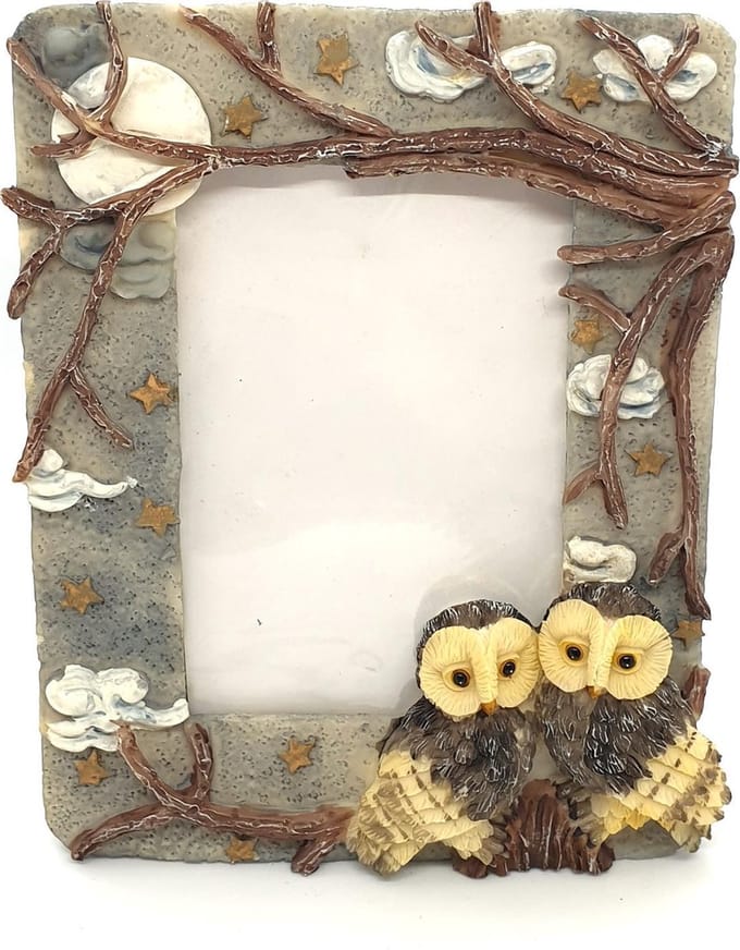 Fotolijst uil decoratie - 18cm fotolijst uil decoratie