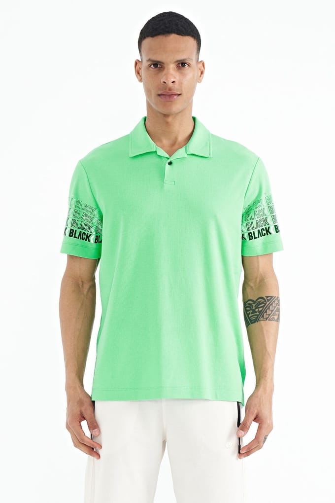 Heren Katoenen Polo Col Geprinte T-Shirt