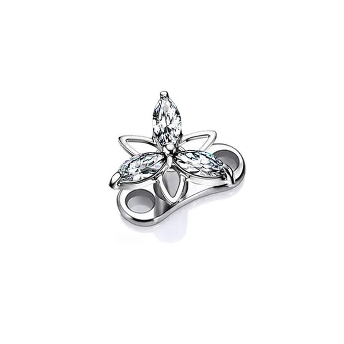Dermal anchor titanium 2 gaats incl tropical flower top wit - LMPiercings