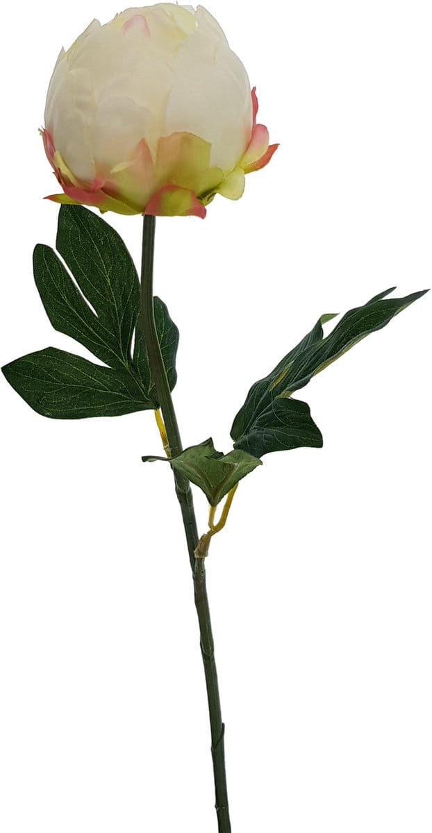 Viv! Home Luxuries Pioenroos in knop - zijden bloem - wit - 45cm