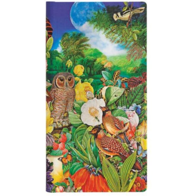 Paperblanks cahier, formaat 9 x 18 cm., uitvoering moon garden slim, gelinieerd