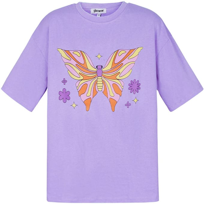 Modieus Katoen Vrouwen Tshirt in Oversized Snit - Paars - Maat S
