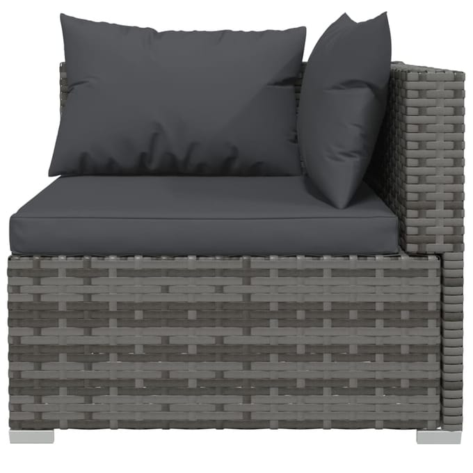 vidaXL - 7-delige - Loungeset - met - kussens - poly - rattan - grijs