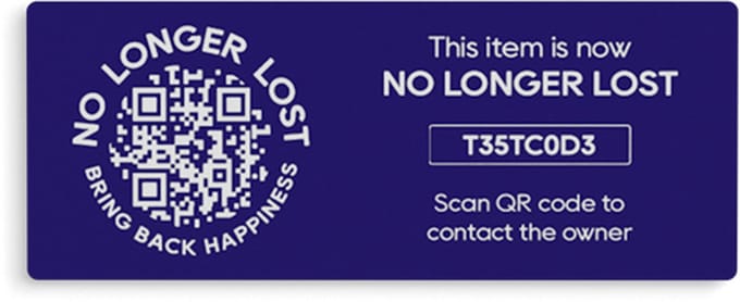 NoLongerLost - Stickers (x2) - Slimme Sticker groot rechthoekig (6.5 cm x 2.5 cm) - Donkerblauw - Unieke QR code - Tracking