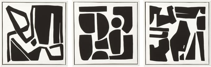 J-Line schilderij Geometrisch - hout - wit/zwart - 3 stuks