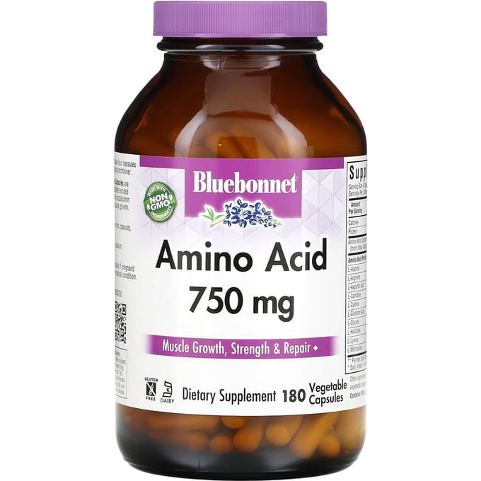 Bluebonnet Nutrition, Aminozuurcapsules, 750 mg, 180 vegetarische capsules