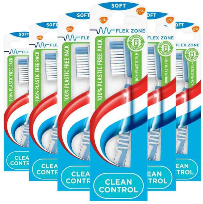 Aquafresh - Tandenborstel Clean Control Soft - 6 x 1 stuk - Voordeelverpakking