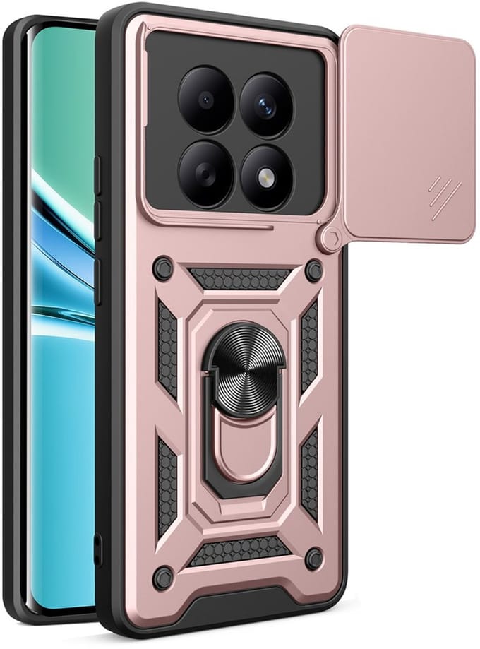 MobyDefend Hoesje - Geschikt voor Xiaomi Redmi Note 15 4G - Pantsercase Met Draaibare Ring - Rosé