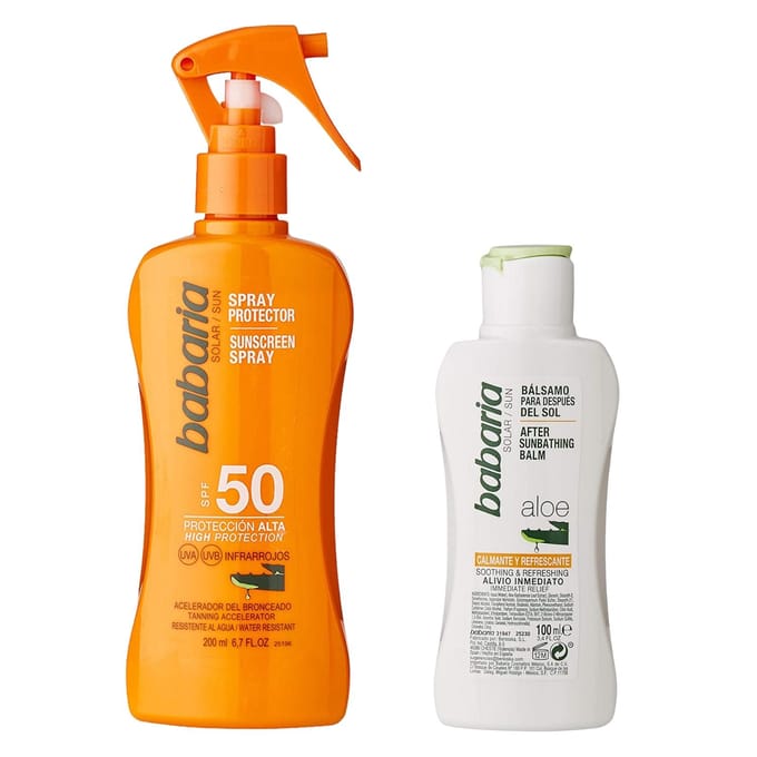 Babaria Aloë Zonnebrand Spray SPF50 200ml + After Sun 100ml