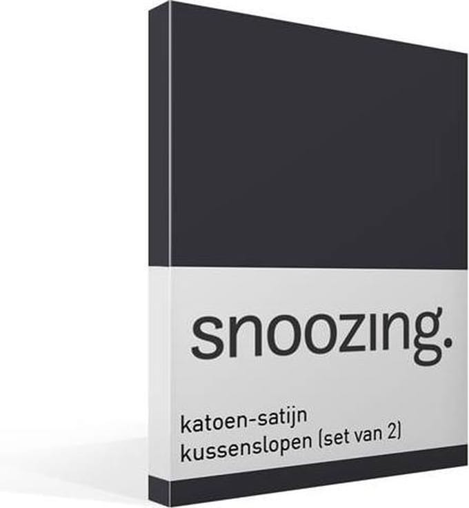 Snoozing - Katoen-satijn - Kussenslopen - Set van 2 - 60x70 cm - Antraciet