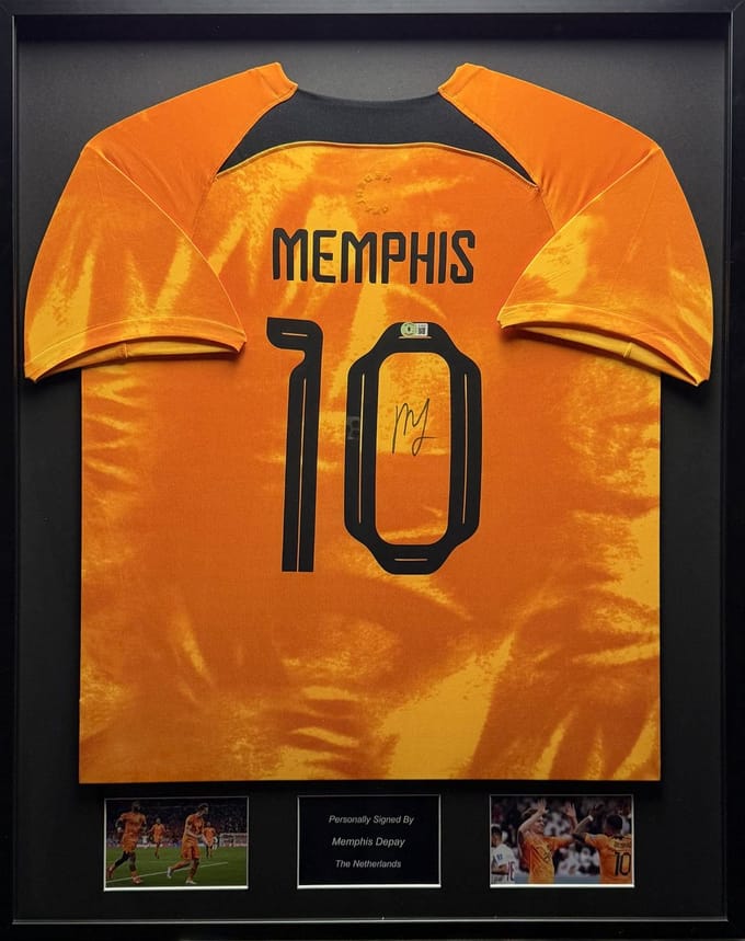 Memphis Depay Nederland 22/23 ingelijst thuis shirt
